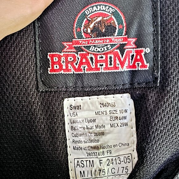 Brahma Mens Swat‎ Tactical Black Combat Boots Comp Toe Size 10W Leather 《953》B - Picture 2 of 10